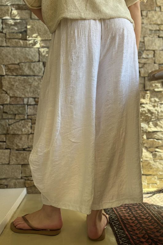Lalli Damask 7/8 Barrel Leg Pant White